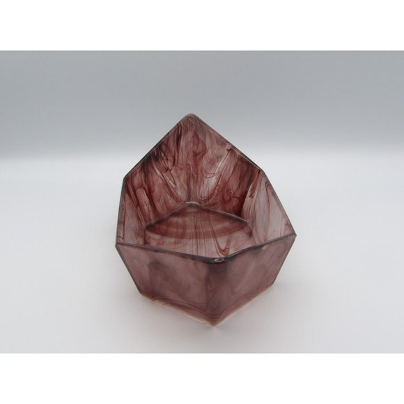 Vintage Davidson Amethyst Cloud Glass Bowl Hexagonal Boat Shaped Art Deco Purple - Picture 7 of 10